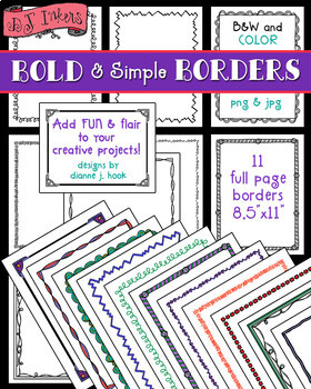 Preview of Bold and Simple Borders - 11 full page clip art borders by DJ Inkers