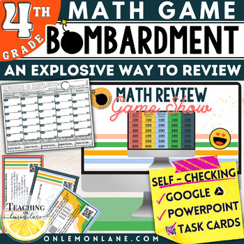 Preview of Bombardment 4th Grade End of Year Math Review Game Show Activities Escape Room