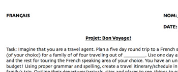 Preview of Bon Voyage! French Travel Itinerary Project