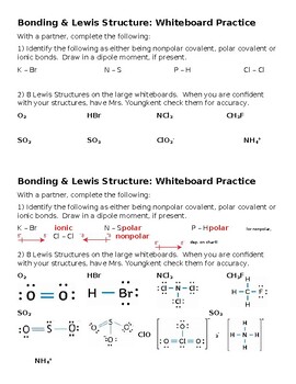 Bonding & Lewis Structures Review - Whiteboard Lewis Structure Review ...