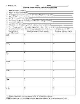 Molecular Geometry Practice Worksheet With Answers Nidecmege