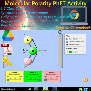 Preview of Bonding Models Molecule Polarity PhET Simulation ; EDITABLE, *Key Included*
