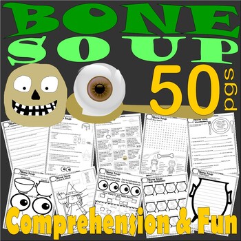 Preview of Bone Soup Halloween Read Aloud Book Companion Comprehension Study Worksheets Fun
