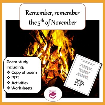 Preview of Bonfire Night Poem - Remember the 5th of November: PPT, poem and worksheet