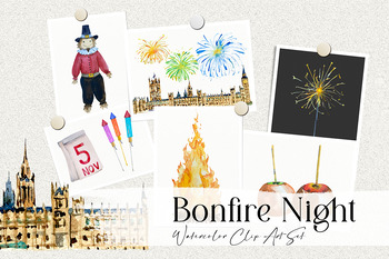 Preview of Bonfire Night - Watercolor Clip Art Set