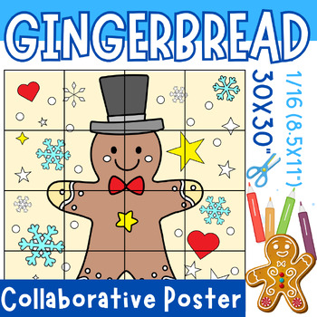 Preview of Bonhomme en pain d'épices • French Gingerbread Man Collaborative Coloring Poster