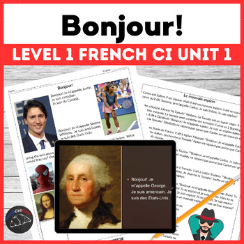 Preview of Beginning French curriculum unit 1 Bonjour! - Comprehensible Input