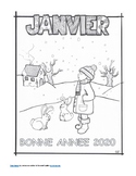 Bonne Année 2020 coloriage Happy New Year French Immersion