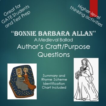 Preview of Bonnie Barbara Allan Medieval Ballad Author's Craft/Purpose Question