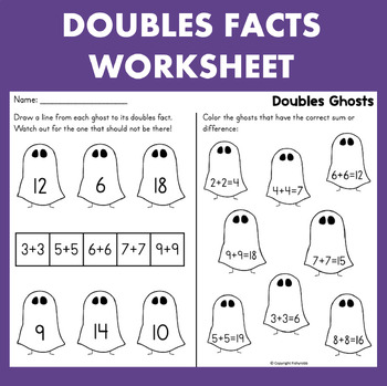 Doubles Facts Game & Worksheet - Addition and Subtraction within 20