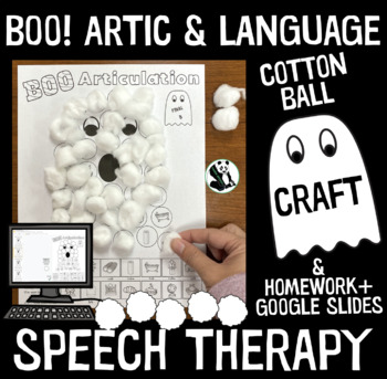 Preview of Boo! Articulation and Language : A Speech Therapy Craft Activity + Google Slides