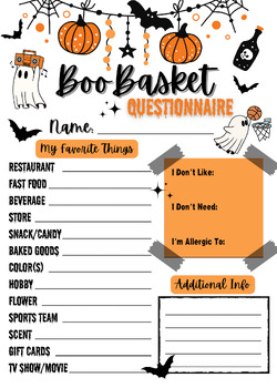 Preview of Boo Basket Questionnaire - Printable