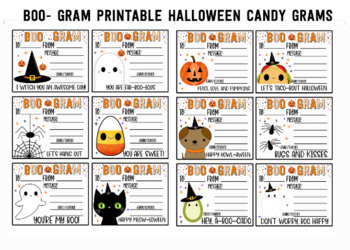Preview of Boo Gram Digital PTO CandyGram Halloween Fundraiser Note tags