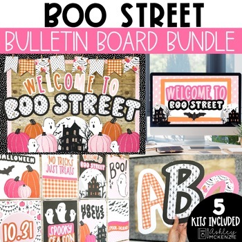 Preview of Boo Street Halloween Classroom Decor Bulletin Board Bundle