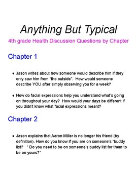 Preview of Book Anything But Typical Discussion Questions