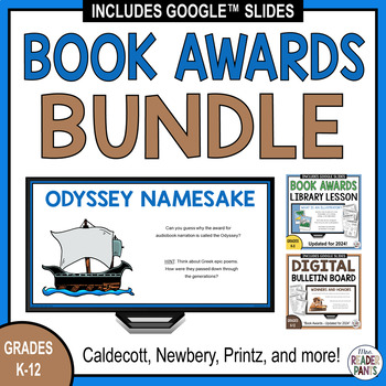 Preview of Book Awards Library Lesson Bundle - Newbery Caldecott Printz Sibert Book Awards