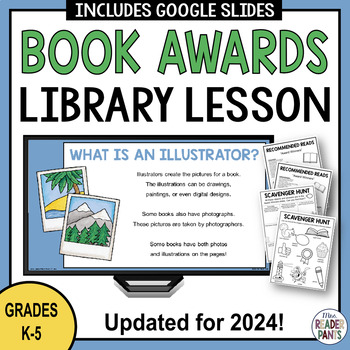 Preview of Elementary Book Awards Library Lesson - Caldecott Award - Newbery Award Lesson