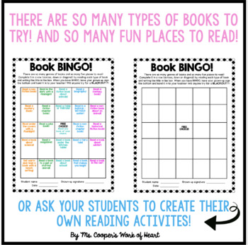 Book BINGO by Ms Cooper's Work of Heart | TPT