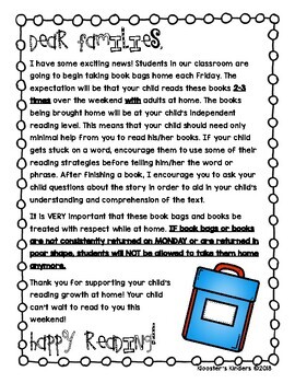 Preview of Book Bag Introduction Parent Letter Home - EDITABLE