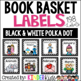 Book Basket Labels {Black & White Polka Dot} plus Editable Page