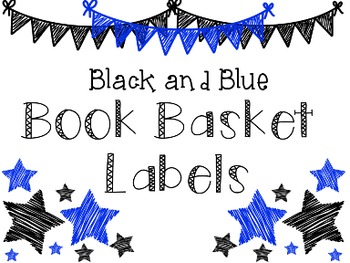 Preview of Book Basket Labels: Black and Blue