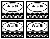 Book Basket Labels-Black and White Chevron