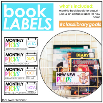 Preview of Book Basket Monthly Labels | Bright and Colorful