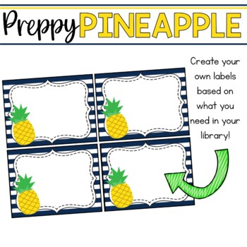 book bin book basket labels editable preppy pineapples by heather