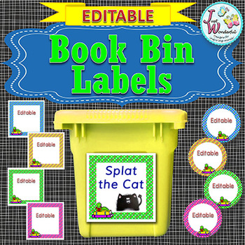 Preview of EDITABLE Labels - Book Bin Labels for the Classroom Library POLKA DOTS