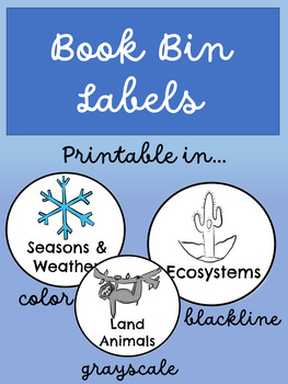 Preview of Book Bin Labels PRINTABLE in color/grayscale/blackline