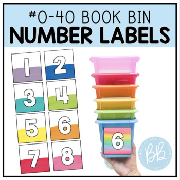 Preview of Book Bin Labels | Student Numbers | Cubbie Numbers | Rainbow Decor Organization
