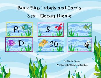 Book Bin Labels and Cards Sea - Ocean Theme by Chelly Pieper | TpT