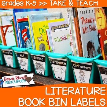 Preview of Book Bin Labels for Reading Skills or Mentor Text | Take and Teach Bin Labels