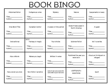 Book Bingo by Ms Maukonen | TPT