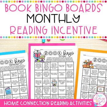 Preview of Monthly Reading Incentive Book Bingo Boards | Reading Bingo Home Connection