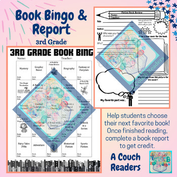 Preview of Book Bingo with Book Reports for Choice Reading: 3rd Grade
