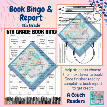 Preview of Book Bingo with Book Reports for Choice Reading: 5th Grade