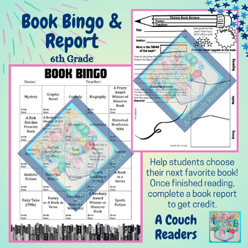 Preview of Book Bingo with Book Reports for Choice Reading: 6th Grade