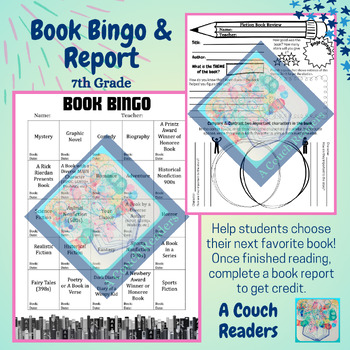 Preview of Book Bingo with Book Reports for Choice Reading: 7th Grade
