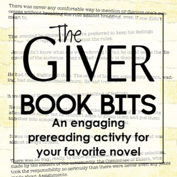 Preview of "Book Bits": a Fun Pre-reading Activity for The Giver