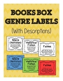 Book Box Genre Labels with Descriptions for Classroom Library