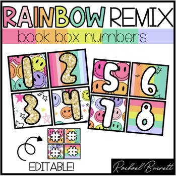 Preview of Book Box Numbers // Rainbow Remix 90's retro decor classroom decor