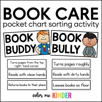 Preview of Book Care Pocket Chart Sorting Activity Library Skills