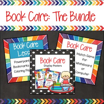 Preview of Book Care Bundle - Posters, Lesson, Games and More!