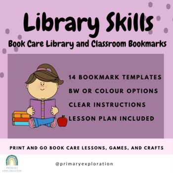 Preview of Book Care Lesson and Bookmark Craft for Library and Classroom