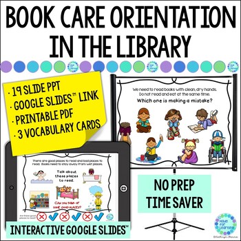 Preview of Book Care Library Orientation Lesson - Taking Care of Books Expectations