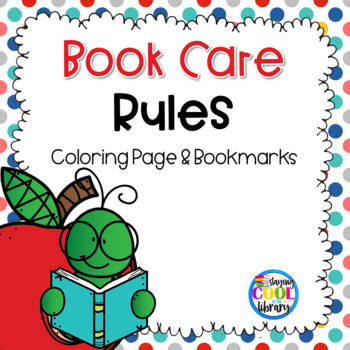 Preview of Book Care Rules Coloring Page and Bookmarks