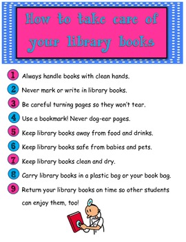 Preview of Book Care Rules Poster - Library Media Center