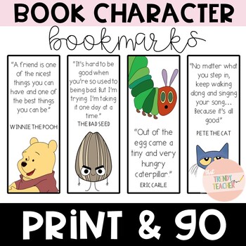 Book Character Bookmarks | Matching Set | Pack 1 by That Trendy Teacher