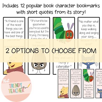 Book Character Bookmarks | Matching Set | Pack 1 by That Trendy Teacher